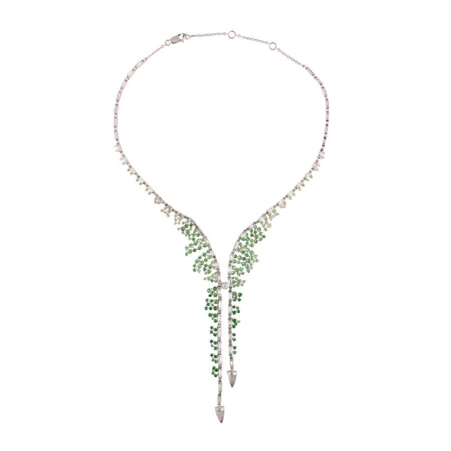 Scatter Ombré Emerald Necklace, White