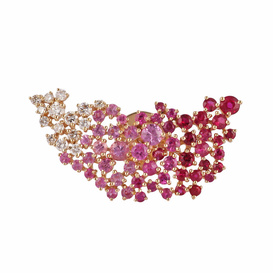 Scatter Pink Sapphire Ear Jackets, Yellow