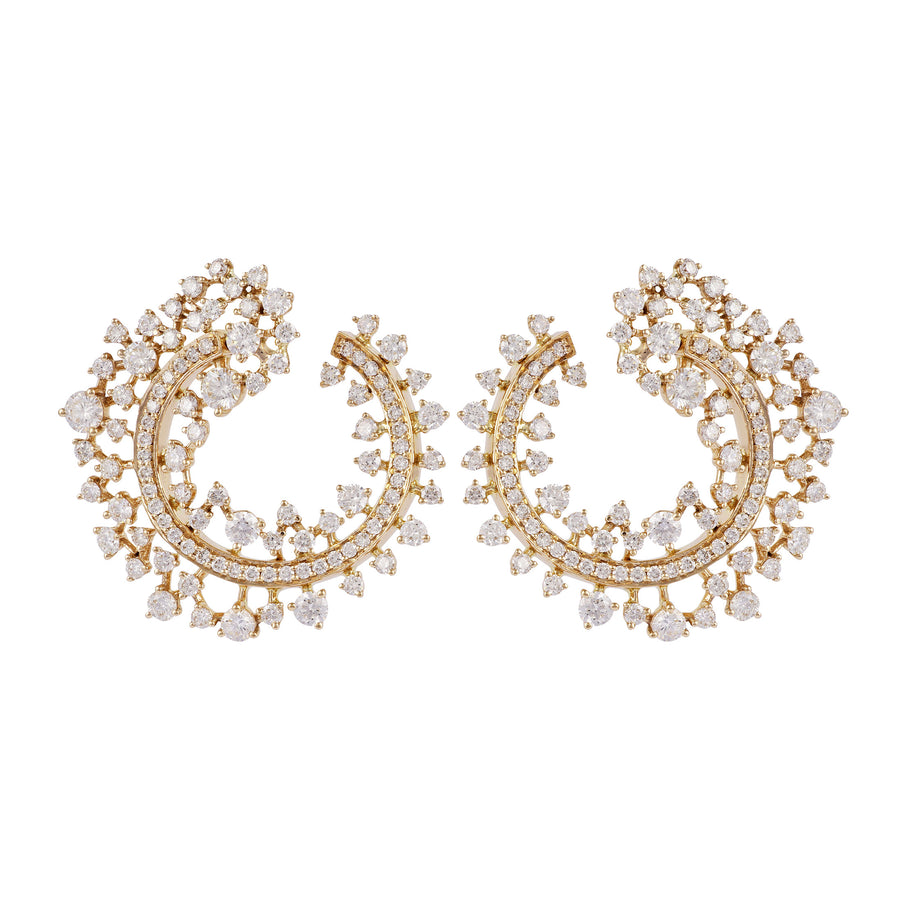 Scatter Edge Hoops Yellow Gold