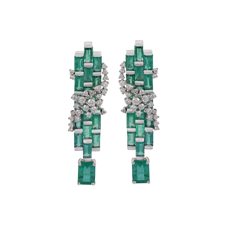 Scatter Emerald Earrings, White