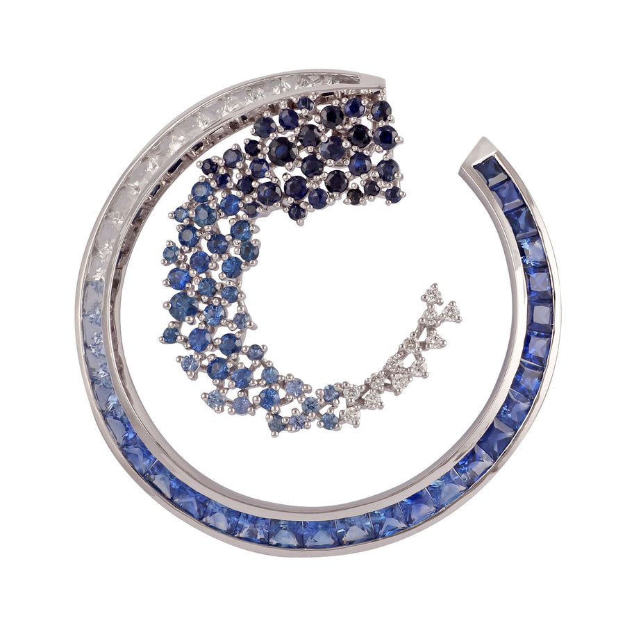 Scatter Blue and White Sapphire Diamond Ombré Hoops