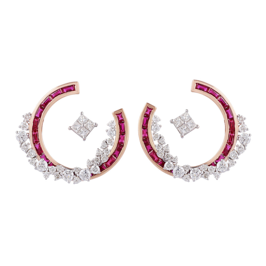 Scatter Diamond & Ruby Hoops, Yellow