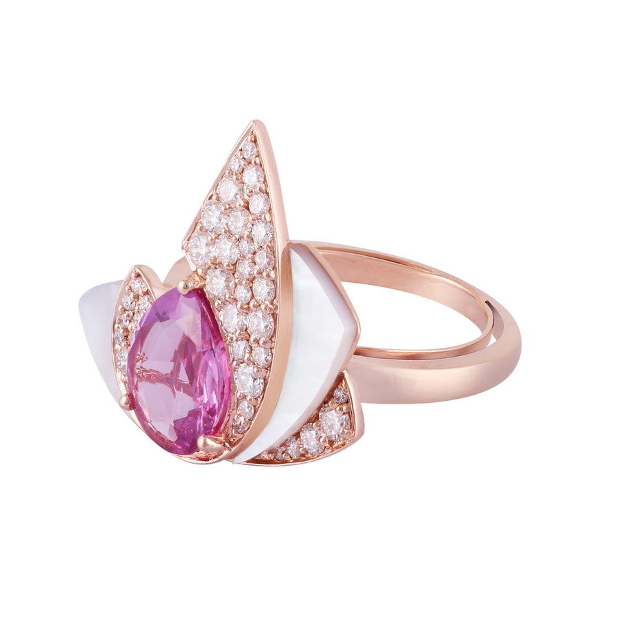 Mogra Layered Ring, Pink Sapphire